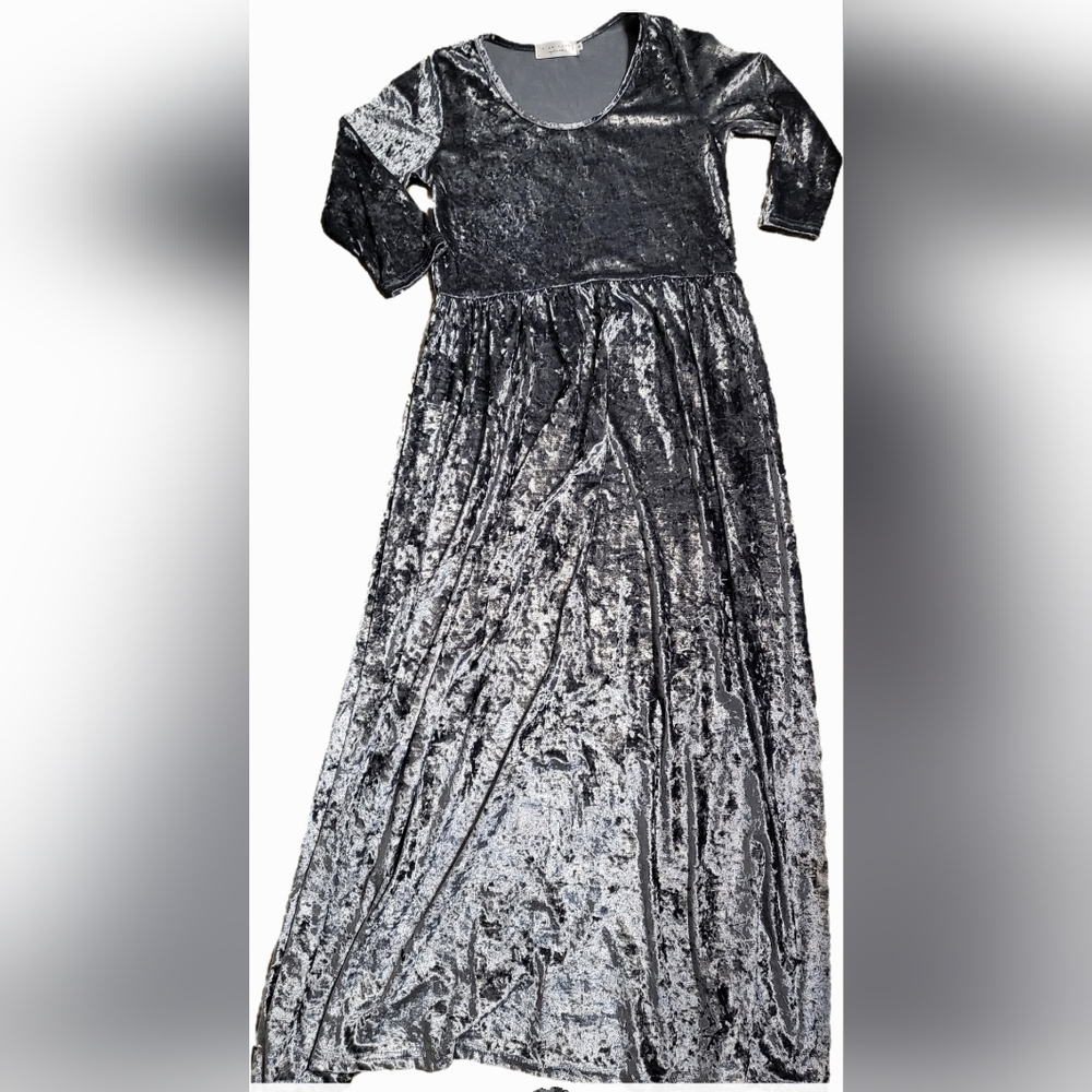 Sign Here Signature Clothing Elegant Blue Velvet Women's Maxi Dress